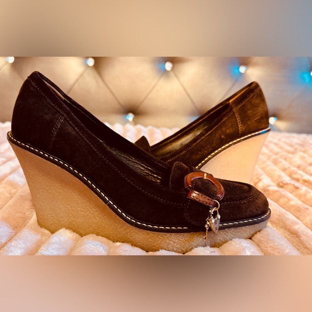 Iconic “Smells Like Couture “Vintage Juicy Couture Suede Platform Wedge Loafers